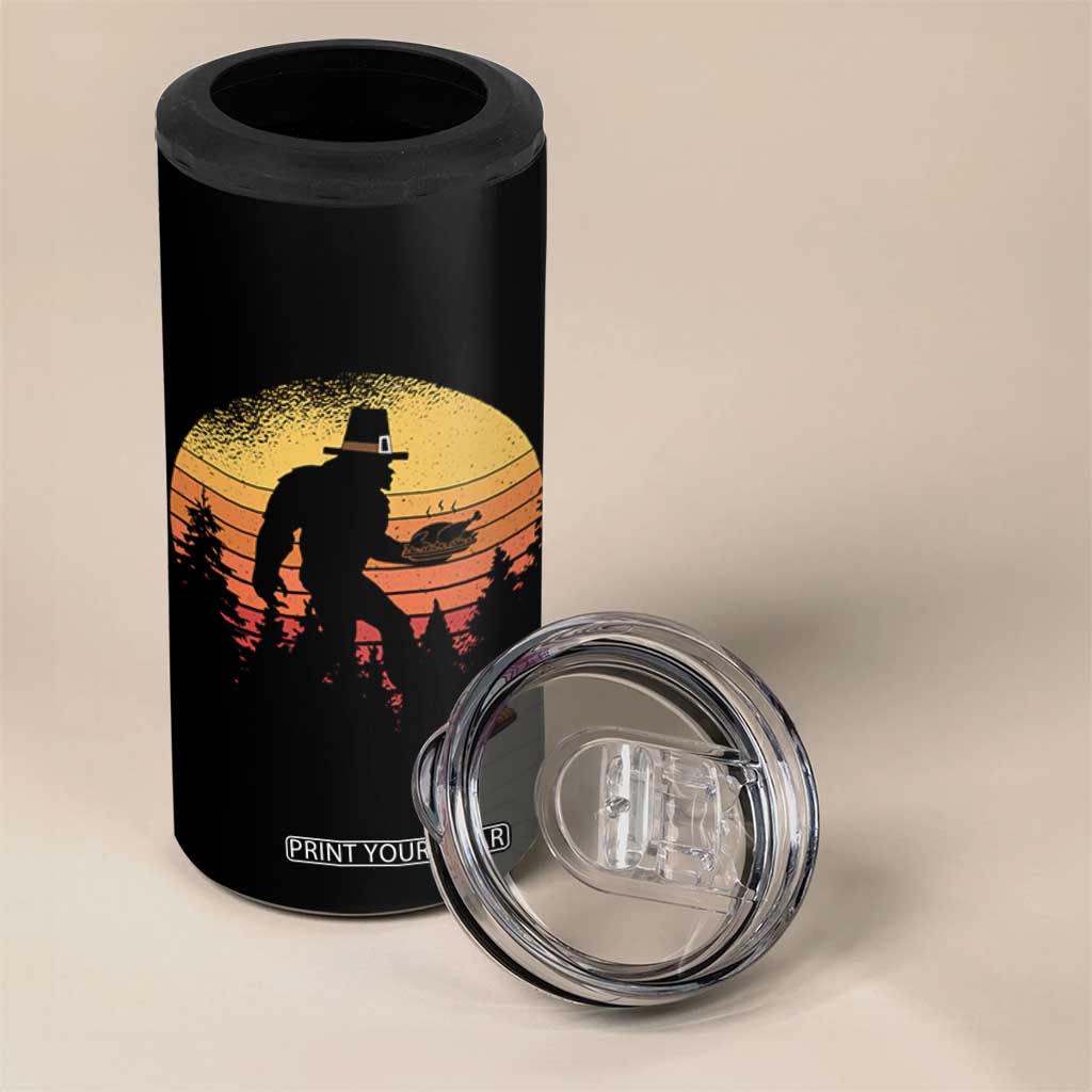 Bigfoot Pilgrim Turkey Pumpkin Thanksgiving Day 4 in 1 Can Cooler Tumbler TS11 Print Your Wear