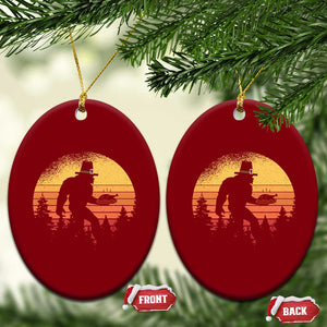 Bigfoot Pilgrim Turkey Pumpkin Thanksgiving Day Ceramic Ornament TS11 Print Your Wear