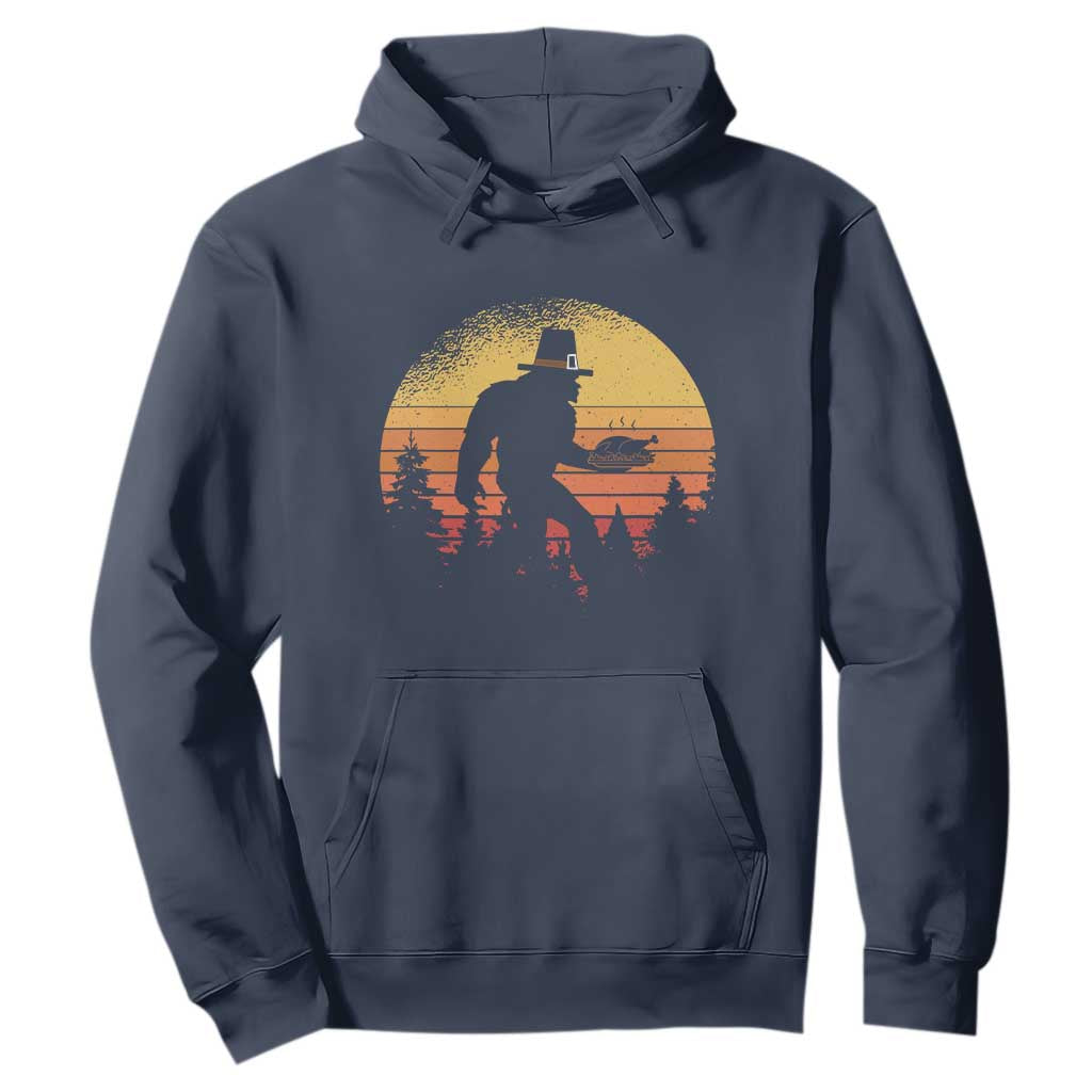 Bigfoot Pilgrim Turkey Pumpkin Thanksgiving Day Hoodie TS11 Navy Print Your Wear