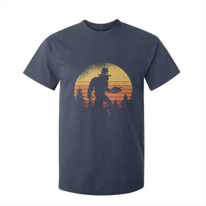 Bigfoot Pilgrim Turkey Pumpkin Thanksgiving Day T Shirt For Kid TS11 Navy Print Your Wear