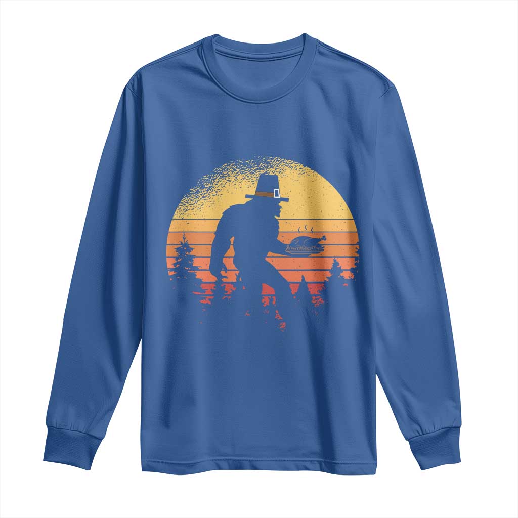 Bigfoot Pilgrim Turkey Pumpkin Thanksgiving Day Long Sleeve Shirt TS11 Royal Blue Print Your Wear
