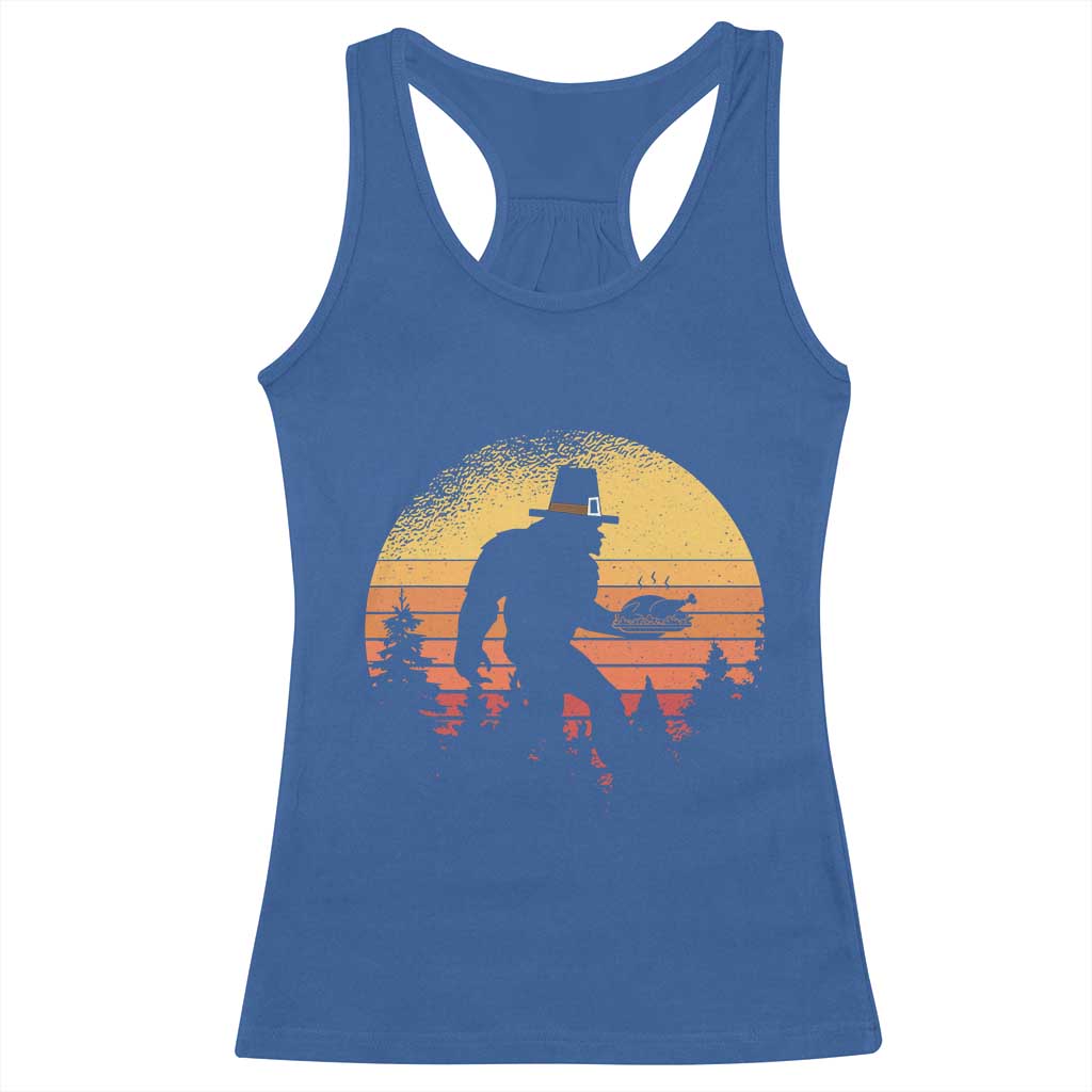 Bigfoot Pilgrim Turkey Pumpkin Thanksgiving Day Racerback Tank Top TS11 Royal Blue Print Your Wear