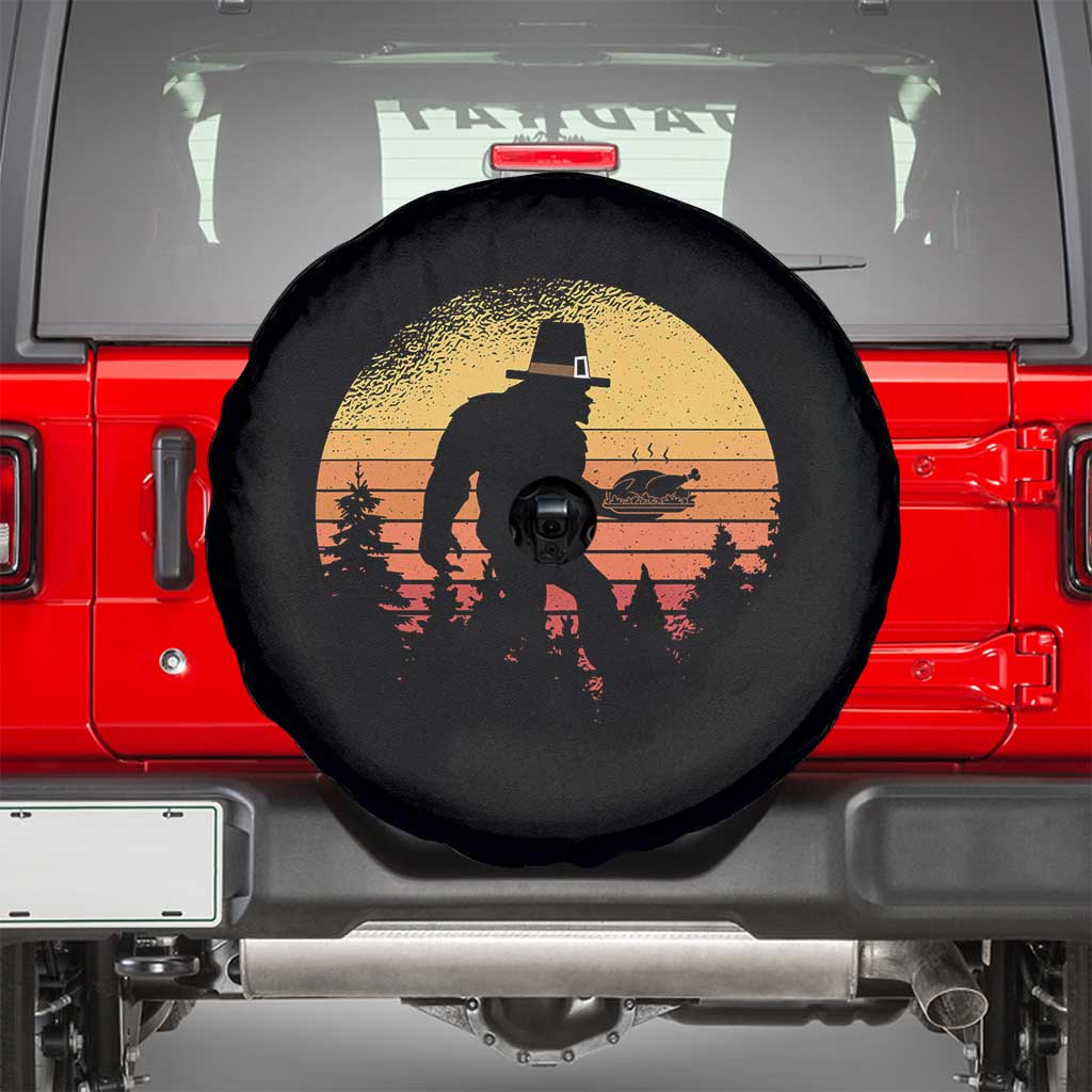 Bigfoot Pilgrim Turkey Pumpkin Thanksgiving Day Spare Tire Cover TS11 Black Print Your Wear