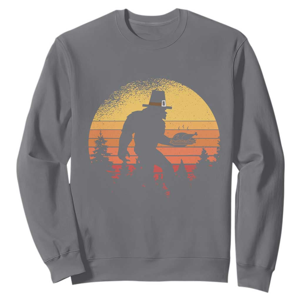Bigfoot Pilgrim Turkey Pumpkin Thanksgiving Day Sweatshirt TS11 Charcoal Print Your Wear