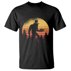 Bigfoot Pilgrim Turkey Pumpkin Thanksgiving Day T Shirt TS11 Black Print Your Wear