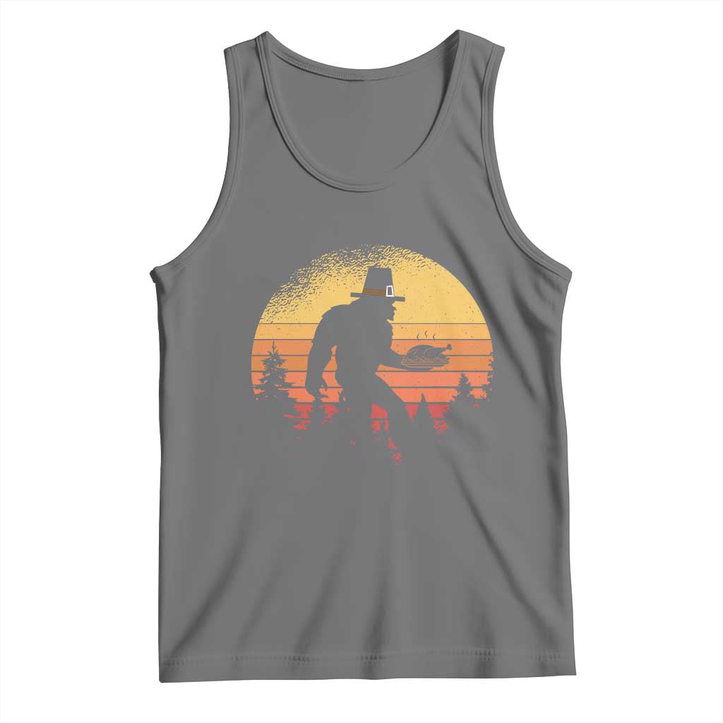 Bigfoot Pilgrim Turkey Pumpkin Thanksgiving Day Tank Top TS11 Black Heather Print Your Wear