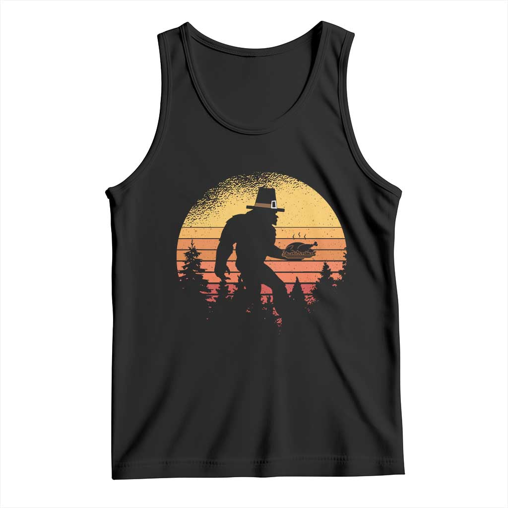 Bigfoot Pilgrim Turkey Pumpkin Thanksgiving Day Tank Top TS11 Black Print Your Wear