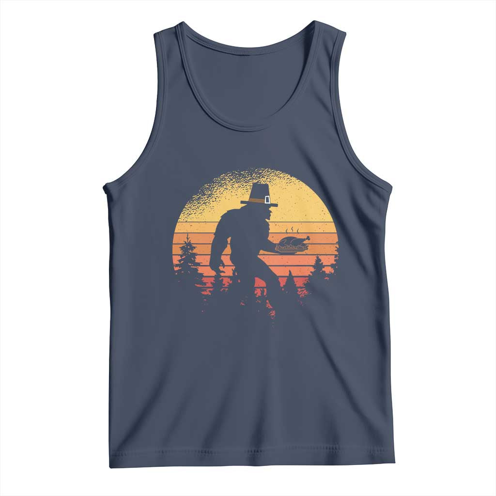 Bigfoot Pilgrim Turkey Pumpkin Thanksgiving Day Tank Top TS11 Navy Print Your Wear