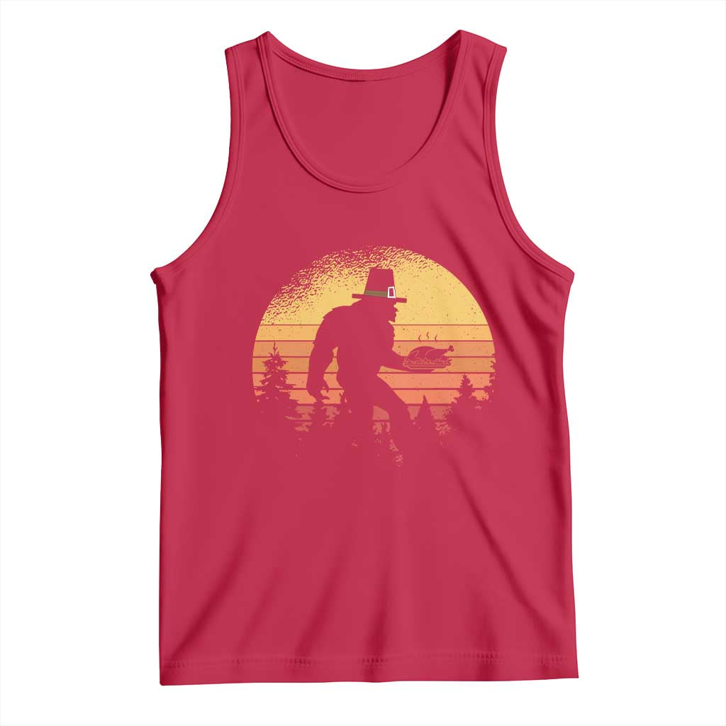 Bigfoot Pilgrim Turkey Pumpkin Thanksgiving Day Tank Top TS11 Red Print Your Wear