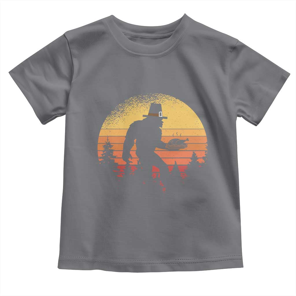Bigfoot Pilgrim Turkey Pumpkin Thanksgiving Day Toddler T Shirt TS11 Charcoal Print Your Wear