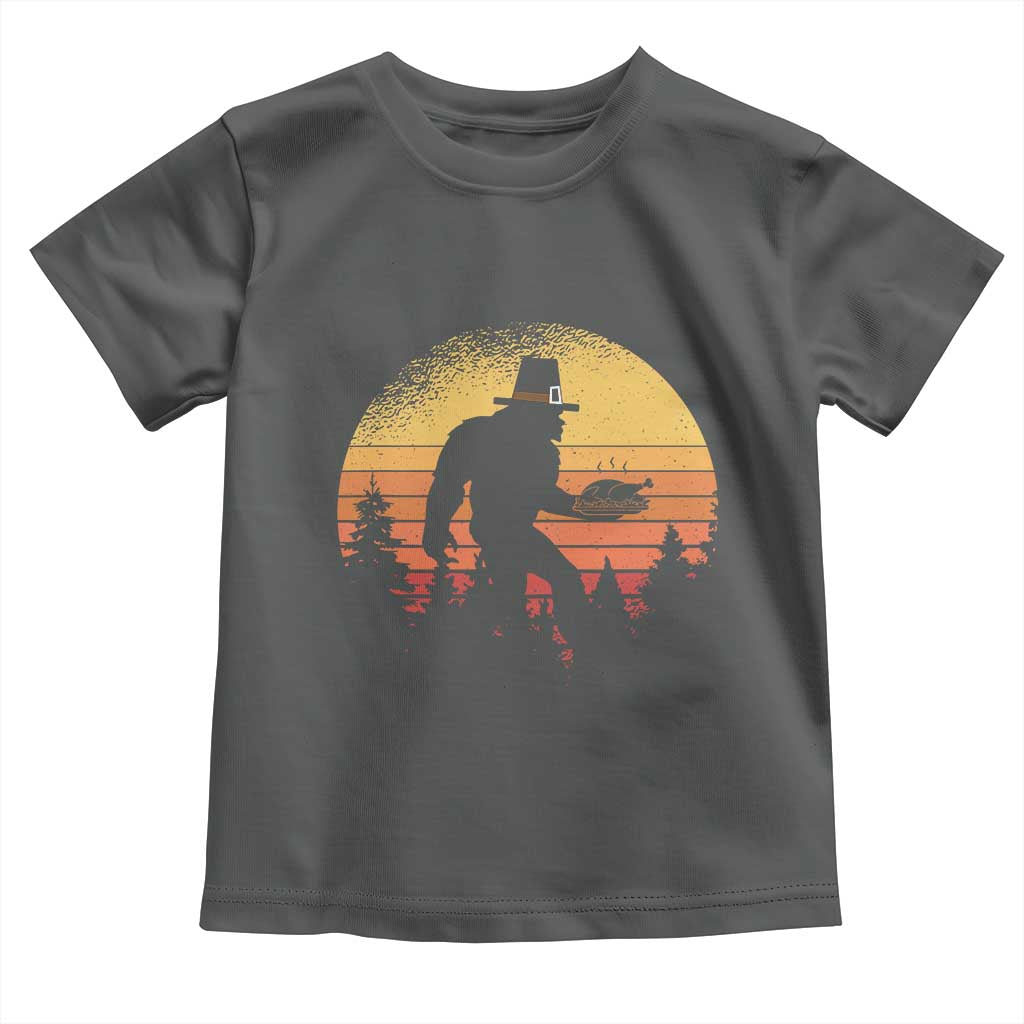Bigfoot Pilgrim Turkey Pumpkin Thanksgiving Day Toddler T Shirt TS11 Dark Heather Print Your Wear
