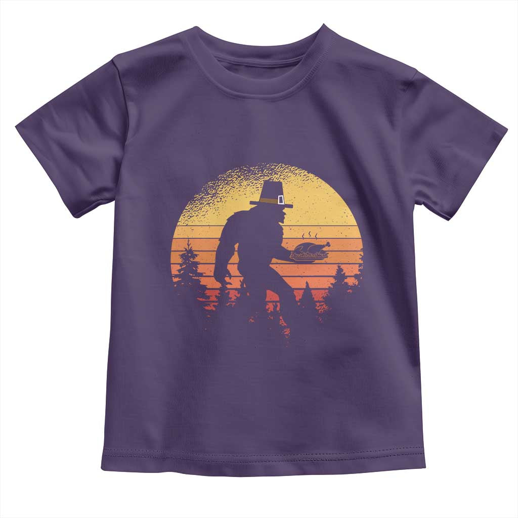 Bigfoot Pilgrim Turkey Pumpkin Thanksgiving Day Toddler T Shirt TS11 Purple Print Your Wear