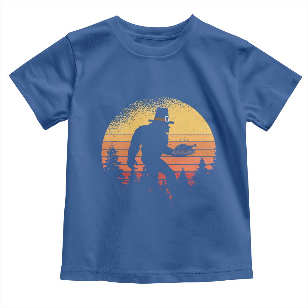 Bigfoot Pilgrim Turkey Pumpkin Thanksgiving Day Toddler T Shirt TS11 Royal Blue Print Your Wear