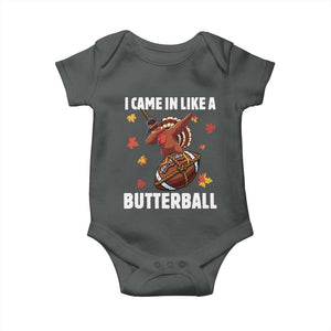 Funny I Came In Like A Butterball Baby Onesie Thanksgiving Dabbing Turkey TS11 Dark Heather Print Your Wear