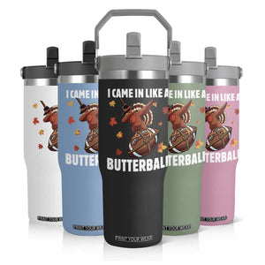 Funny I Came In Like A Butterball Flip Straw Tumbler Thanksgiving Dabbing Turkey TS11 Print Your Wear