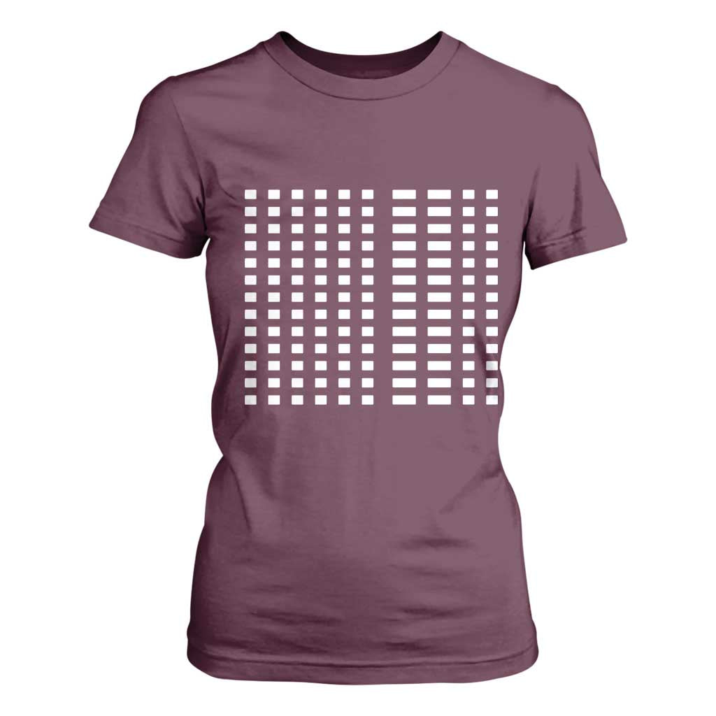 Six Seven 67 Morse Code T Shirt For Women Subtle Secret Gen Alpha Meme TS11 Maroon Print Your Wear