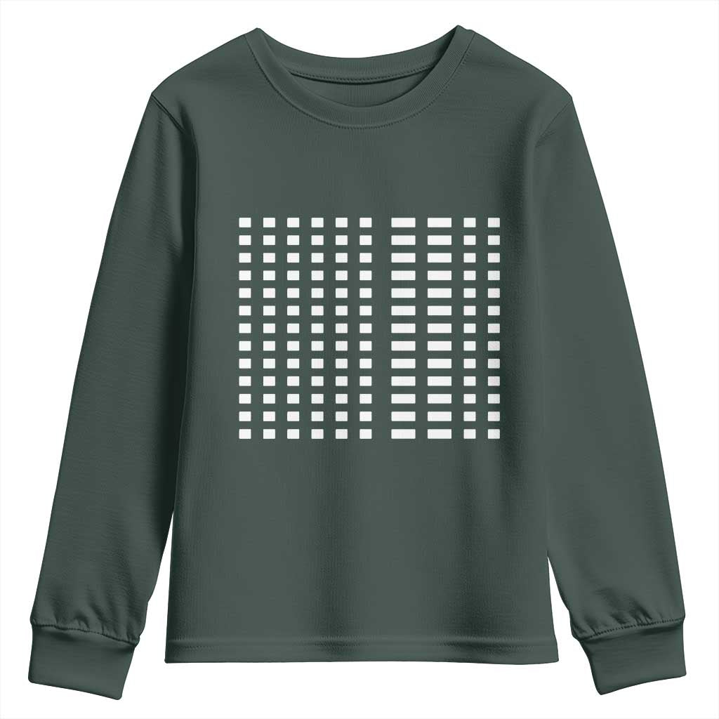 Six Seven 67 Morse Code Youth Sweatshirt Subtle Secret Gen Alpha Meme TS11 Dark Forest Green Print Your Wear