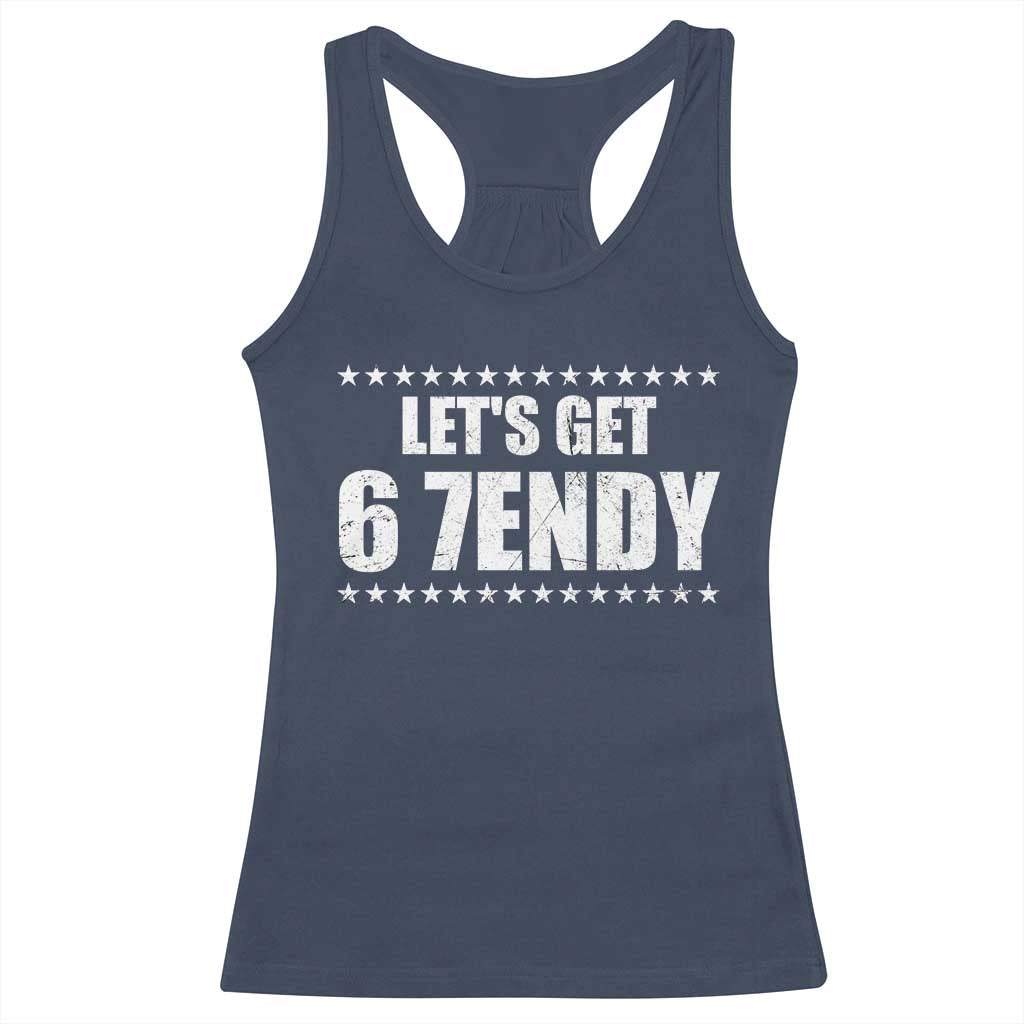 Lets Get Sendy 67 Six Seven Meme Alpha Slang Star Racerback Tank Top TS11 Navy Print Your Wear