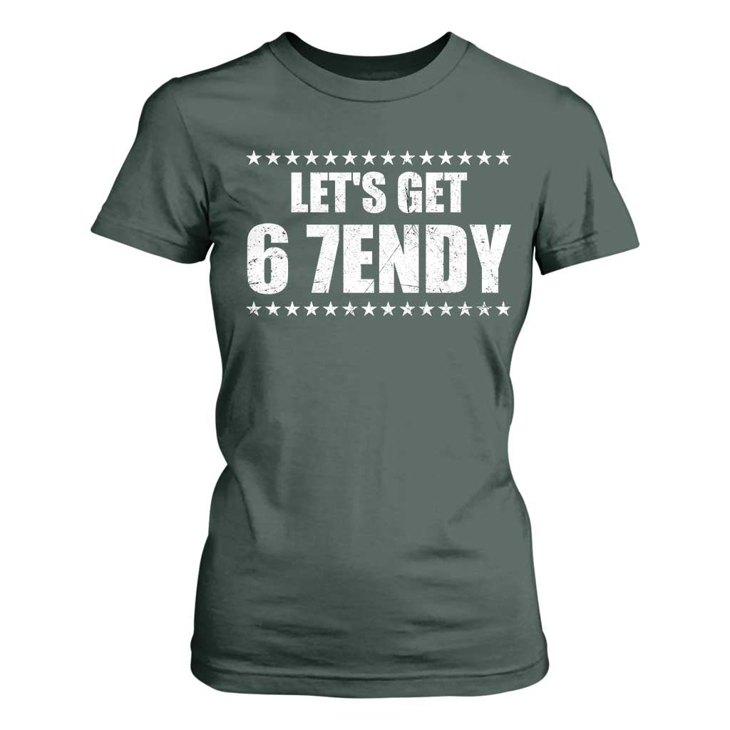 Lets Get Sendy 67 Six Seven Meme Alpha Slang Star T Shirt For Women TS11 Dark Forest Green Print Your Wear