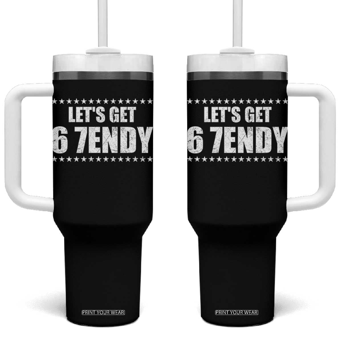 Lets Get Sendy 67 Six Seven Meme Alpha Slang Star Tumbler With Handle TS11 One Size: 40 oz Black Print Your Wear