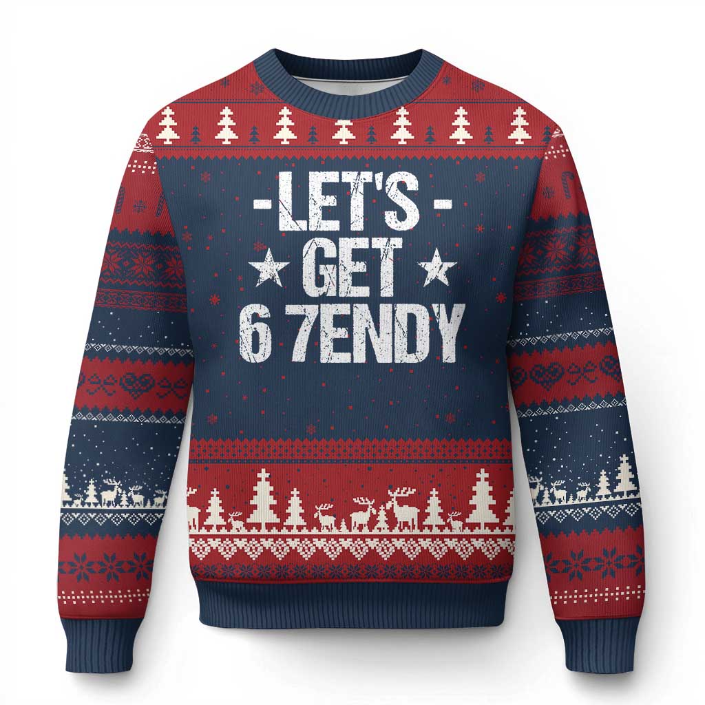 Lets Get Sendy 67 Six Seven Meme Alpha Slang Ugly Christmas Sweater TS11 Navy Red Print Your Wear