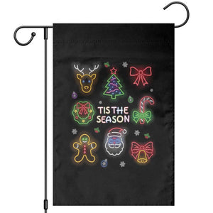 Funny Christmas Garden Flag Tis The Season Neon Lights Santa Gingerbread TS11 Black Print Your Wear