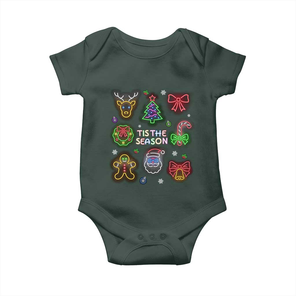 Funny Christmas Baby Onesie Tis The Season Neon Lights Santa Gingerbread TS11 Print Your Wear