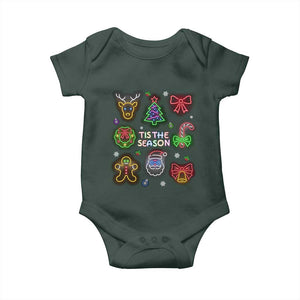 Funny Christmas Baby Onesie Tis The Season Neon Lights Santa Gingerbread TS11 Print Your Wear