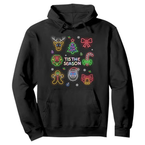 Funny Christmas Hoodie Tis The Season Neon Lights Santa Gingerbread TS11 Black Print Your Wear