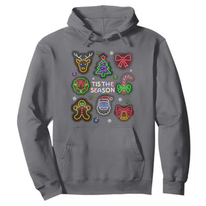 Funny Christmas Hoodie Tis The Season Neon Lights Santa Gingerbread TS11 Charcoal Print Your Wear