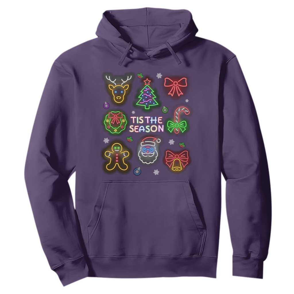 Funny Christmas Hoodie Tis The Season Neon Lights Santa Gingerbread TS11 Purple Print Your Wear