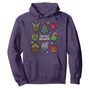 Funny Christmas Hoodie Tis The Season Neon Lights Santa Gingerbread TS11 Purple Print Your Wear