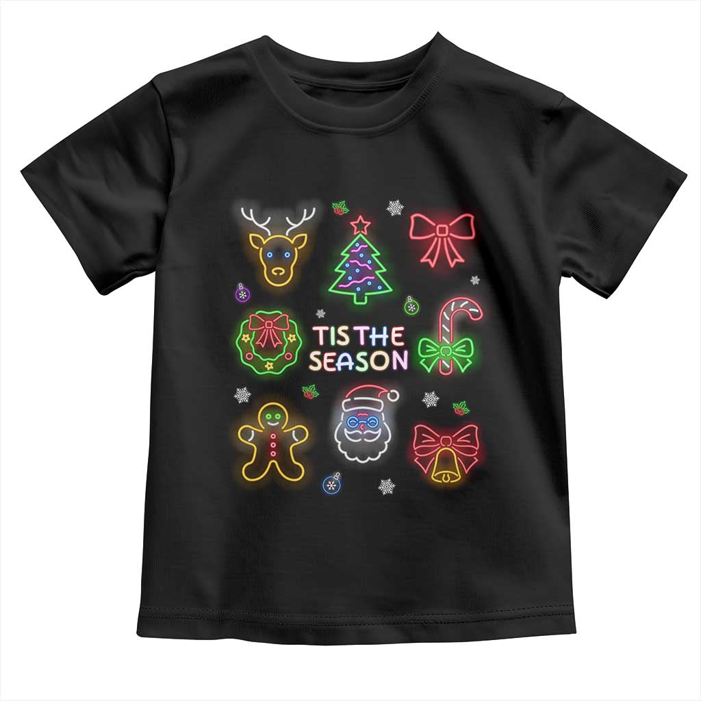 Funny Christmas Toddler T Shirt Tis The Season Neon Lights Santa Gingerbread TS11 Black Print Your Wear