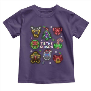 Funny Christmas Toddler T Shirt Tis The Season Neon Lights Santa Gingerbread TS11 Purple Print Your Wear
