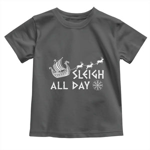 Christmas Viking Baby Shirt Sleigh All Day Reindeers Longships TS11 Dark Heather Print Your Wear