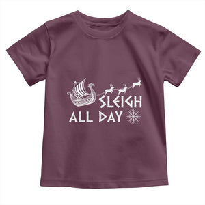Christmas Viking Baby Shirt Sleigh All Day Reindeers Longships TS11 Maroon Print Your Wear
