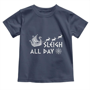 Christmas Viking Baby Shirt Sleigh All Day Reindeers Longships TS11 Navy Print Your Wear