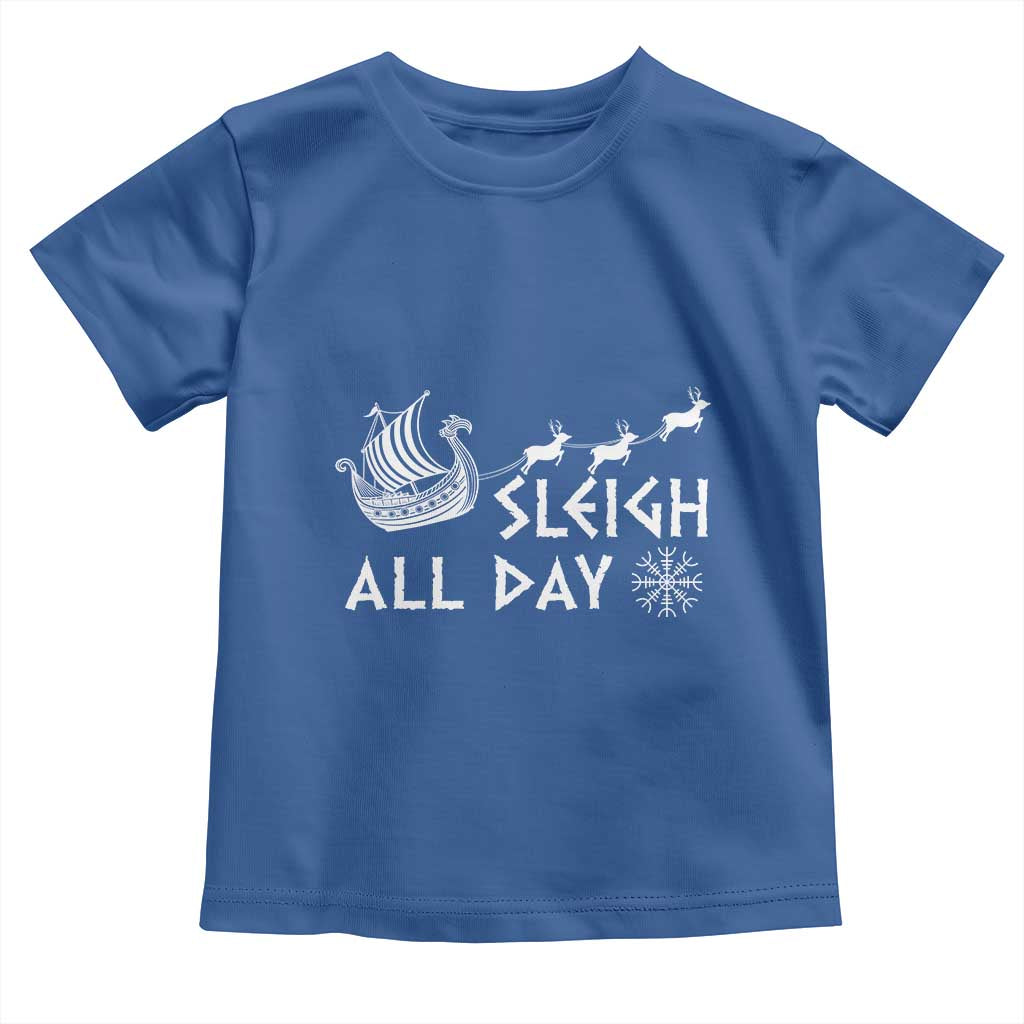 Christmas Viking Baby Shirt Sleigh All Day Reindeers Longships TS11 Royal Blue Print Your Wear