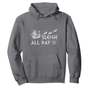 Christmas Viking Hoodie Sleigh All Day Reindeers Longships TS11 Charcoal Print Your Wear