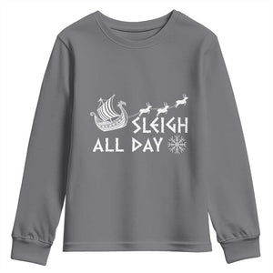 Christmas Viking Youth Sweatshirt Sleigh All Day Reindeers Longships TS11 Charcoal Print Your Wear