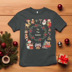Retro Vintage Christmas T Shirt Tis The Season Santa Hat Xmas Wrealth TS11 Dark Heather Print Your Wear