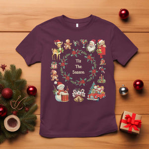 Retro Vintage Christmas T Shirt Tis The Season Santa Hat Xmas Wrealth TS11 Maroon Print Your Wear