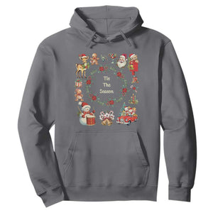 Retro Vintage Christmas Hoodie Tis The Season Santa Hat Xmas Wrealth TS11 Charcoal Print Your Wear