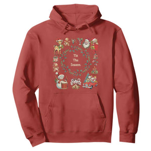 Retro Vintage Christmas Hoodie Tis The Season Santa Hat Xmas Wrealth TS11 Red Print Your Wear
