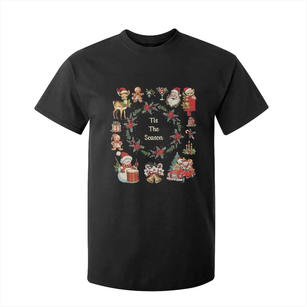 Retro Vintage Christmas T Shirt For Kid Tis The Season Santa Hat Xmas Wrealth TS11 Black Print Your Wear