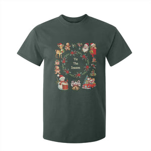 Retro Vintage Christmas T Shirt For Kid Tis The Season Santa Hat Xmas Wrealth TS11 Dark Forest Green Print Your Wear
