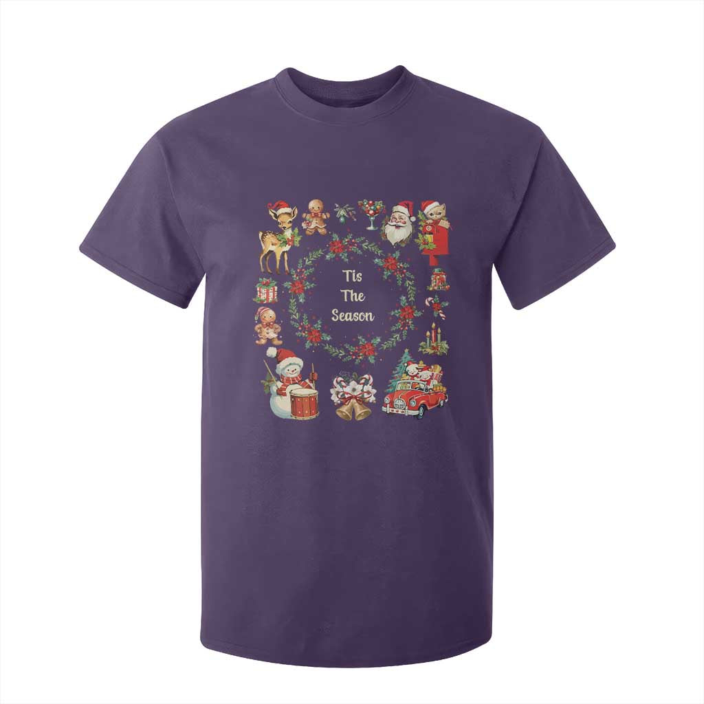 Retro Vintage Christmas T Shirt For Kid Tis The Season Santa Hat Xmas Wrealth TS11 Purple Print Your Wear