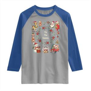 Retro Vintage Christmas Raglan Shirt Tis The Season Santa Hat Xmas Wrealth TS11 Sport Gray Royal Print Your Wear