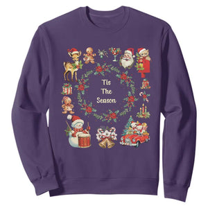 Retro Vintage Christmas Sweatshirt Tis The Season Santa Hat Xmas Wrealth TS11 Purple Print Your Wear