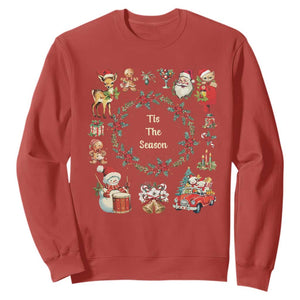 Retro Vintage Christmas Sweatshirt Tis The Season Santa Hat Xmas Wrealth TS11 Red Print Your Wear